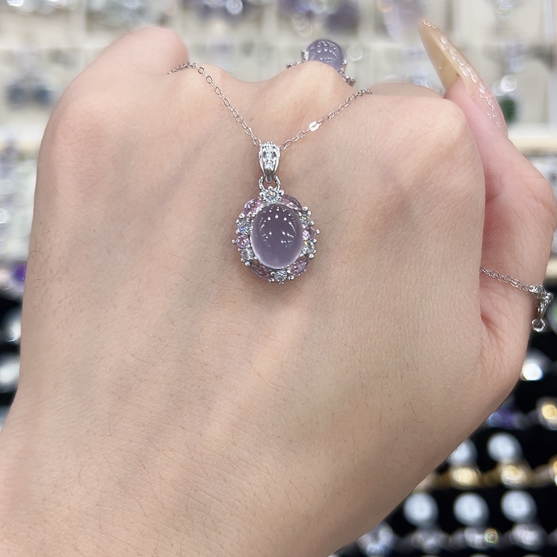 萤石银S925镶嵌吊坠