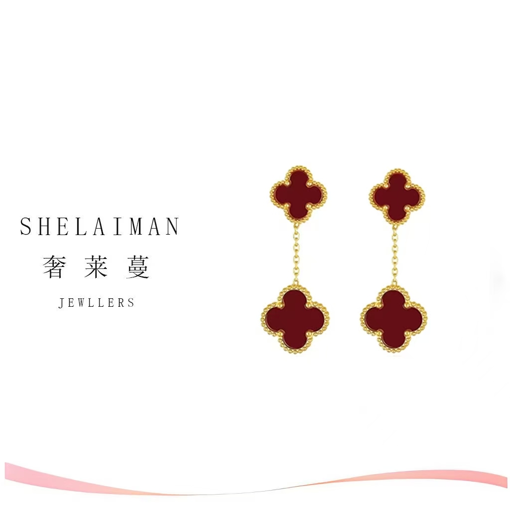 奢莱蔓/SHELAIMAN 四色双花经典时尚耳坠耳环-TY