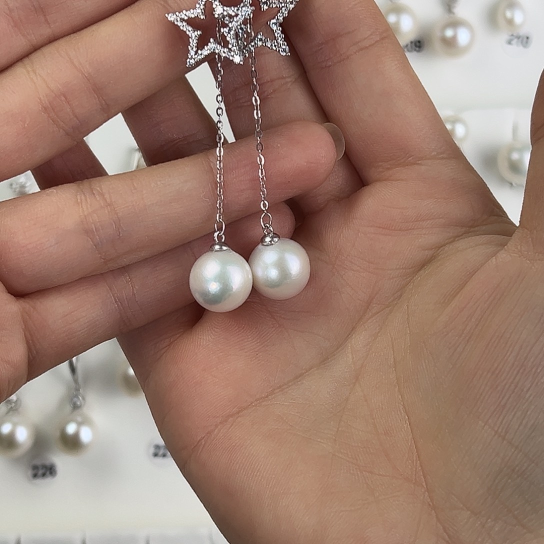 ****冰耳饰淡水珍珠银S925镶嵌