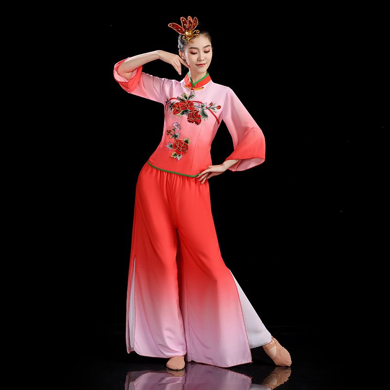 41号广场舞演出服中老年秧歌服扇子舞喜庆打鼓舞蹈服古典国风演出