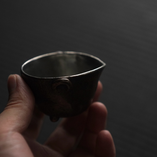 舒砚北記-此居【豆则】铜制内锡三足茶则
