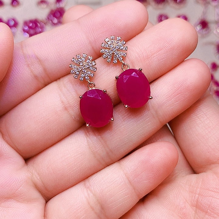耳饰红宝石银S925镶嵌
