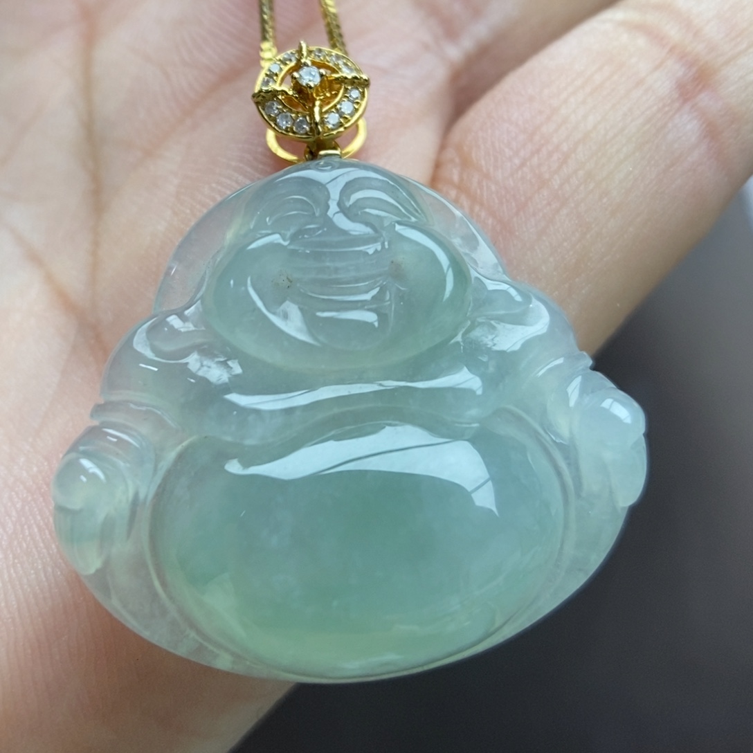 翡翠18K金镶嵌颈饰吊坠34