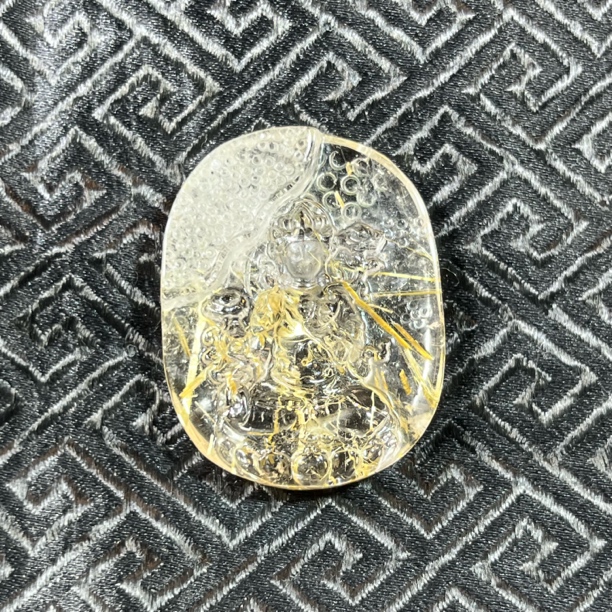 天然水晶纯手工雕刻钛晶度母观音吊坠精美项链