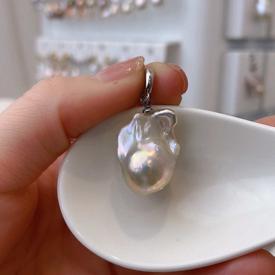 淡水珍珠天然珍珠巴洛克银S925镶嵌?****?