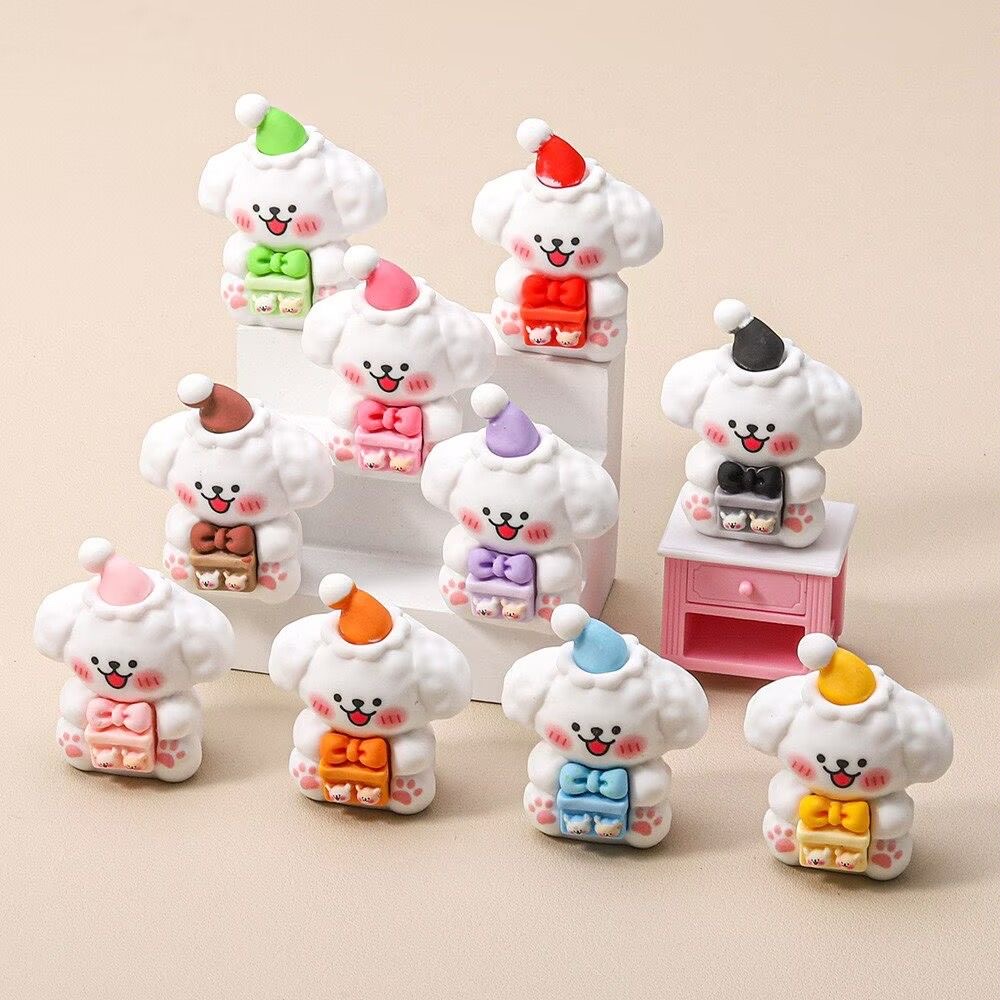 【硕硕家】对对碰圣诞线条小狗萌粒摆件