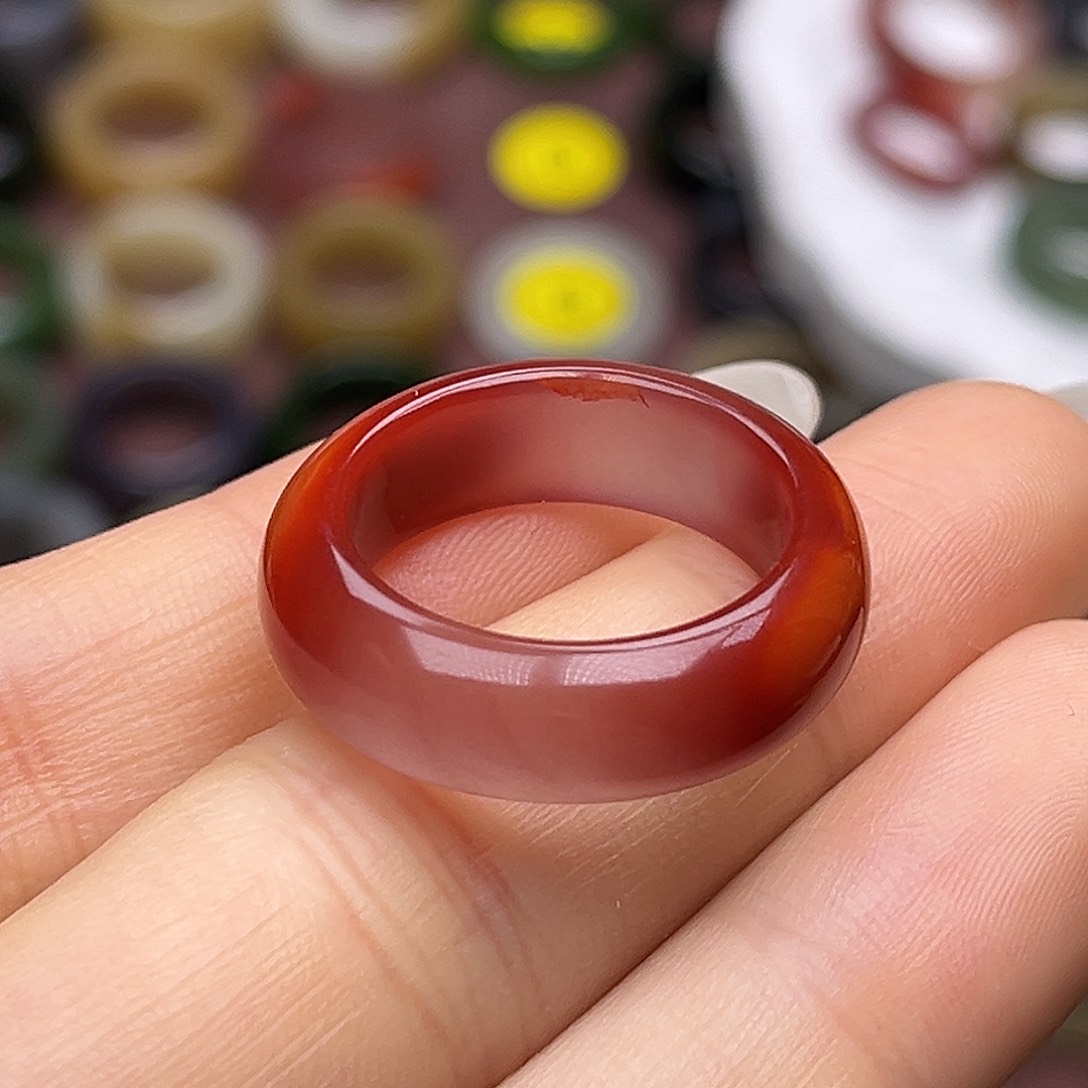 南红玛瑙未镶嵌戒指19.1天地红