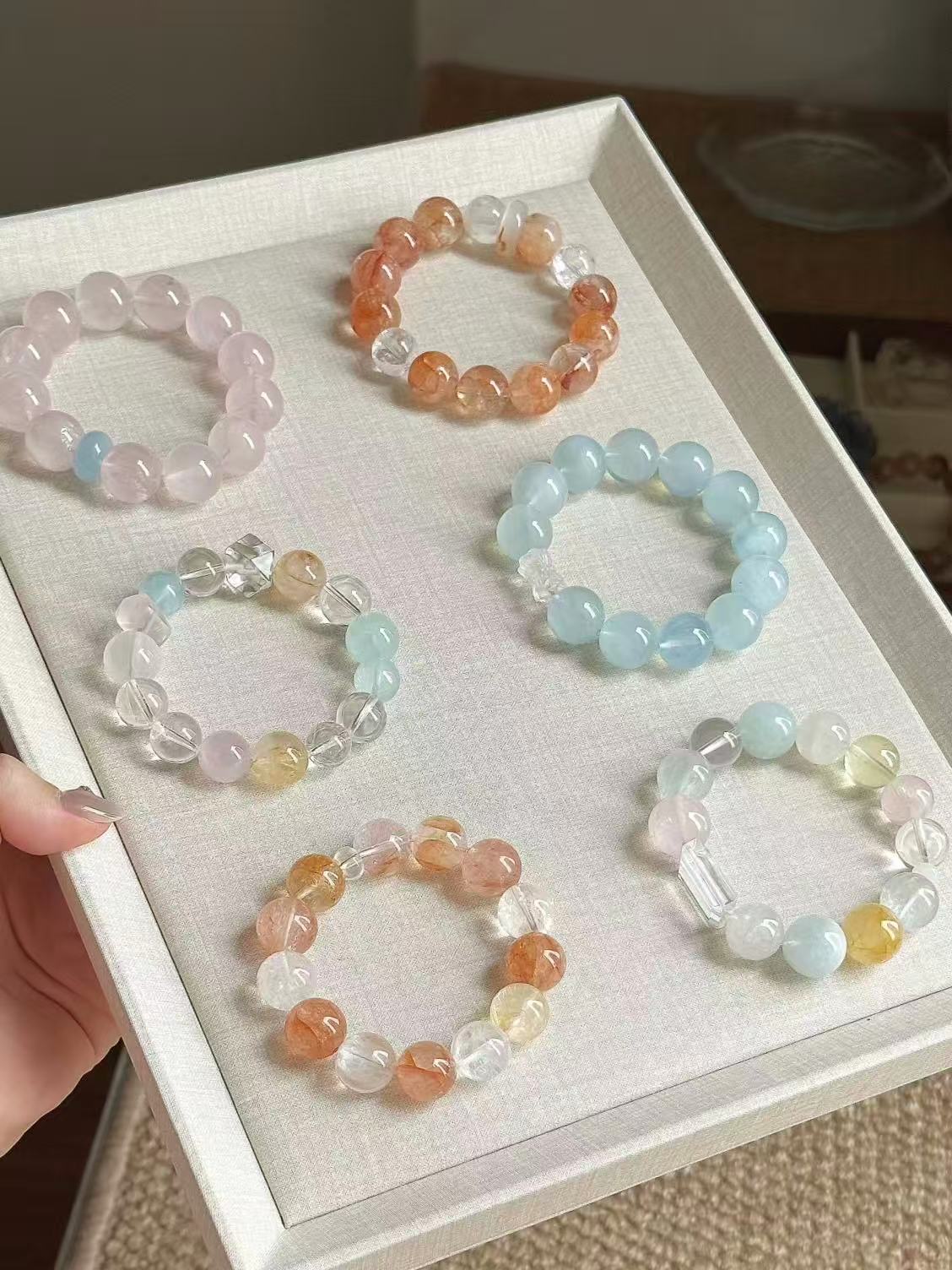 天然水晶手串原创设计款串珠多样性发其一