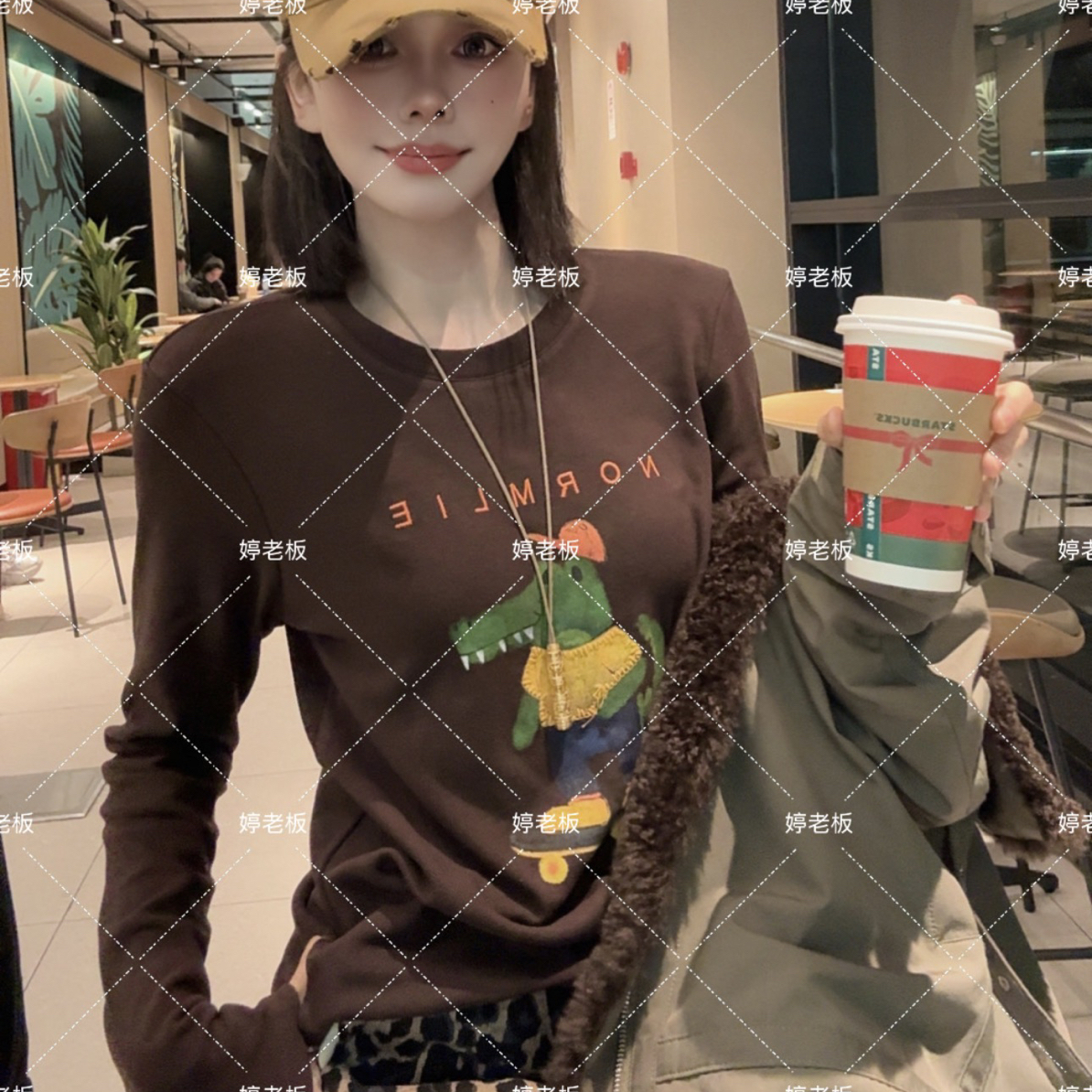 『婷老板』新款、恐龙N字母百搭长袖T恤888-95