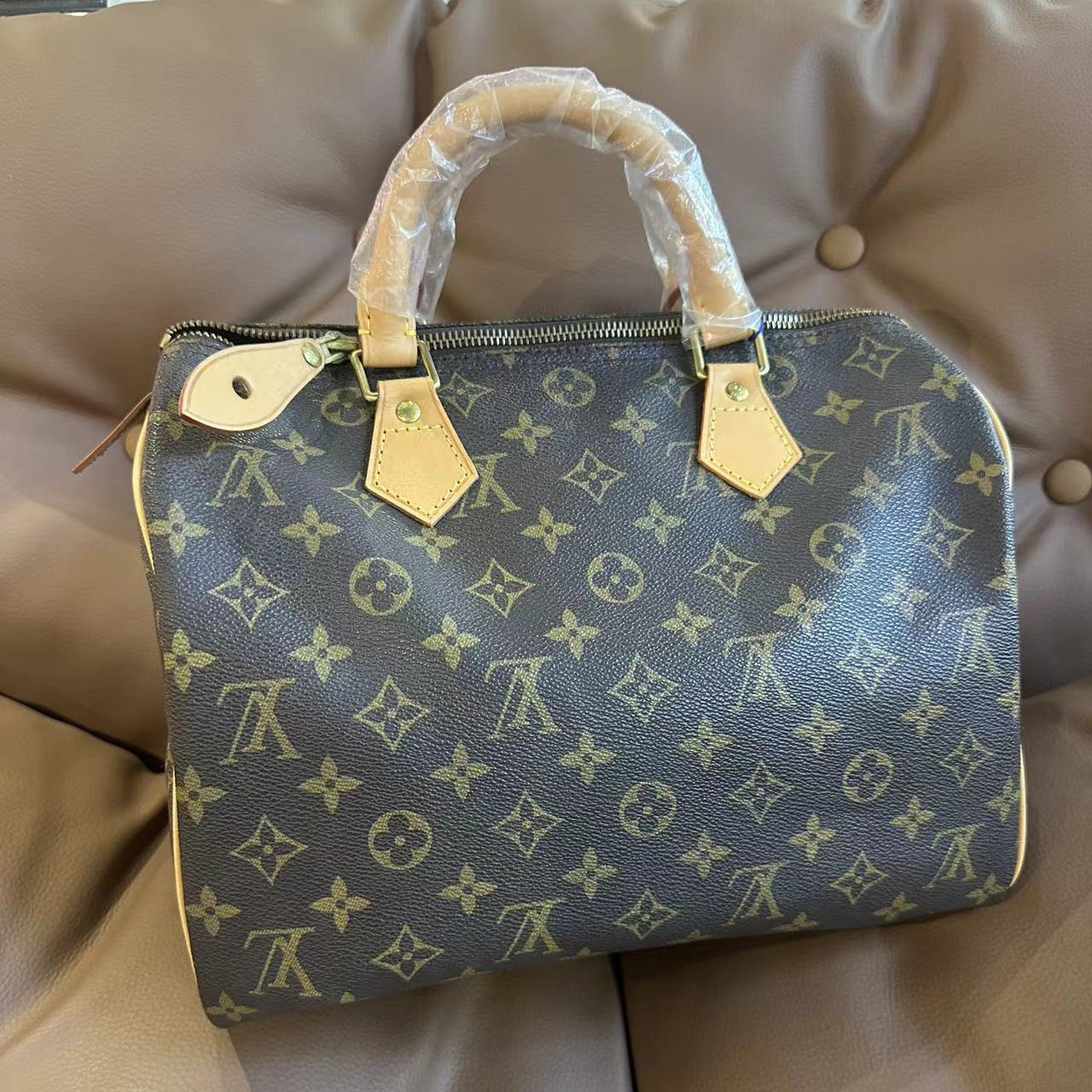 95新 LouisVuitton/路易威登 speedy30 老花 无肩带款 手提包