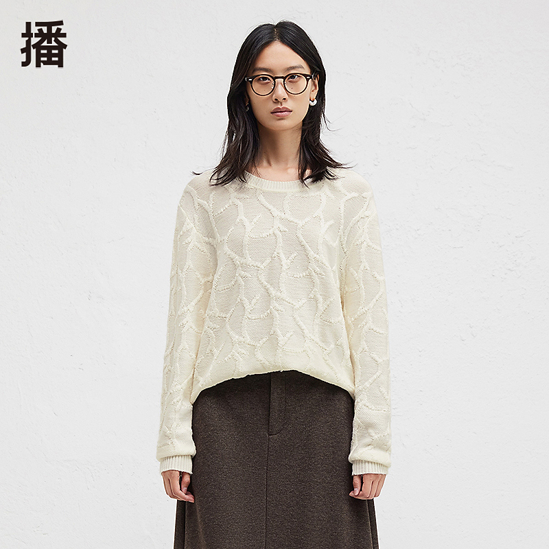 【达人专属】播简约舒适罗纹圆领毛针织衫BDR4SD3868