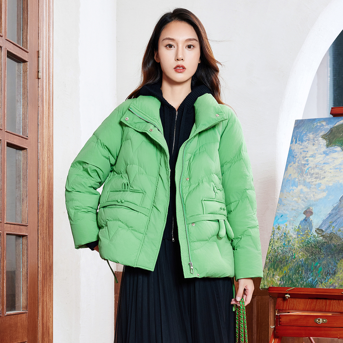 茜舞羽绒服女2025时尚加厚保暖休闲简约羽绒服【53W123】
