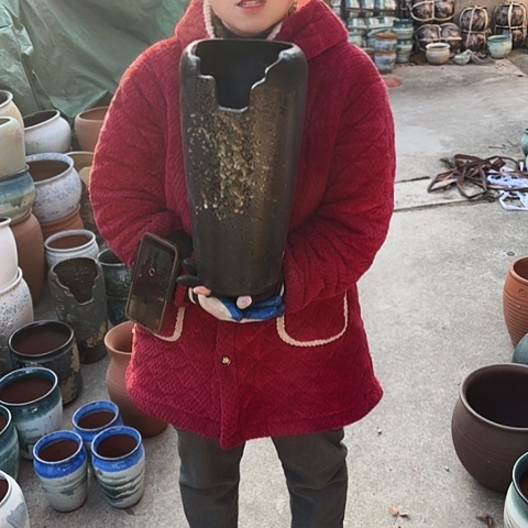 口16高38瑕疵底裂盆子 