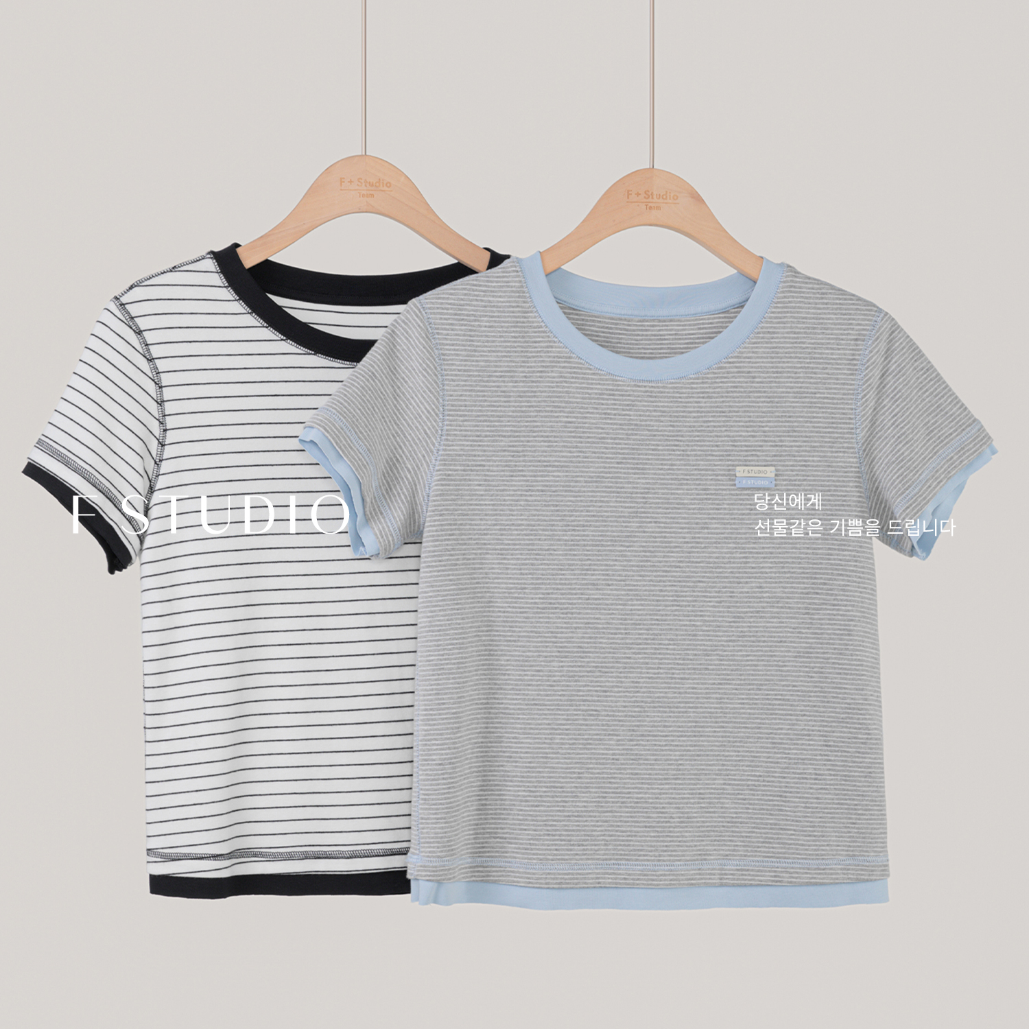 【新品】【糯米条纹】FS504S045 撞色拼接T恤