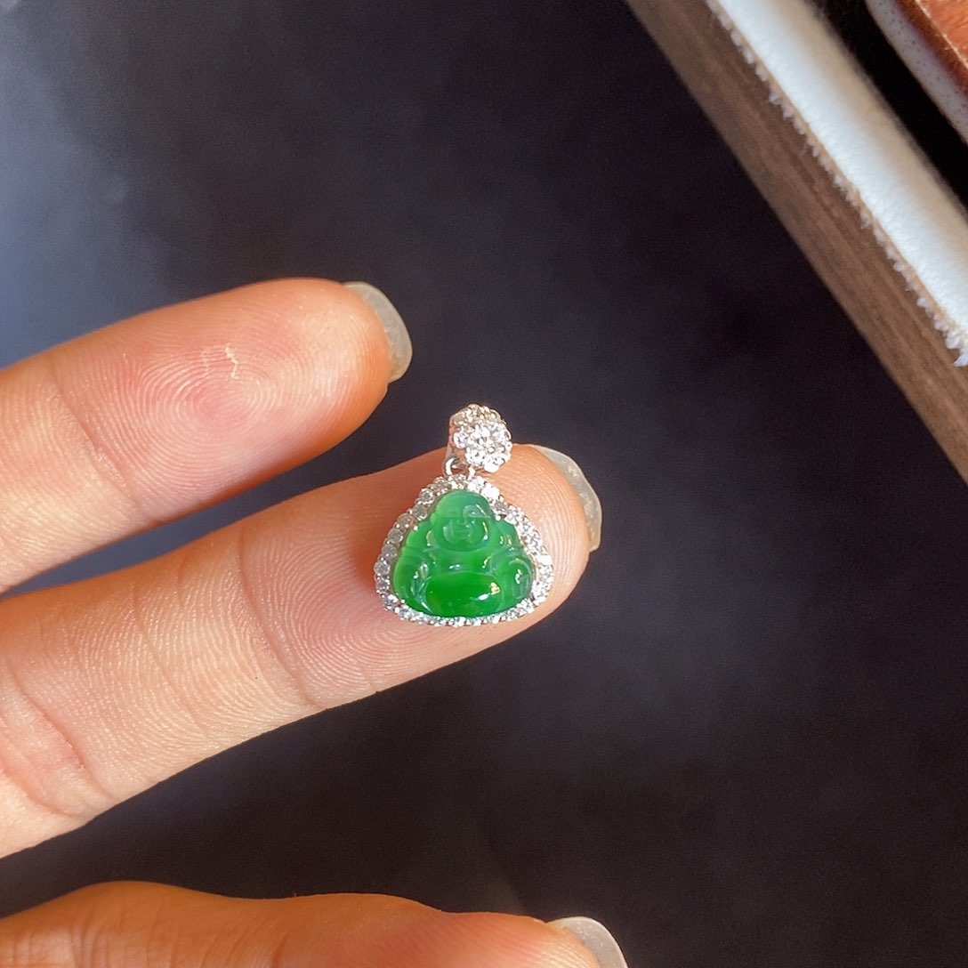 吊坠(不含链)银S925镶嵌翡翠