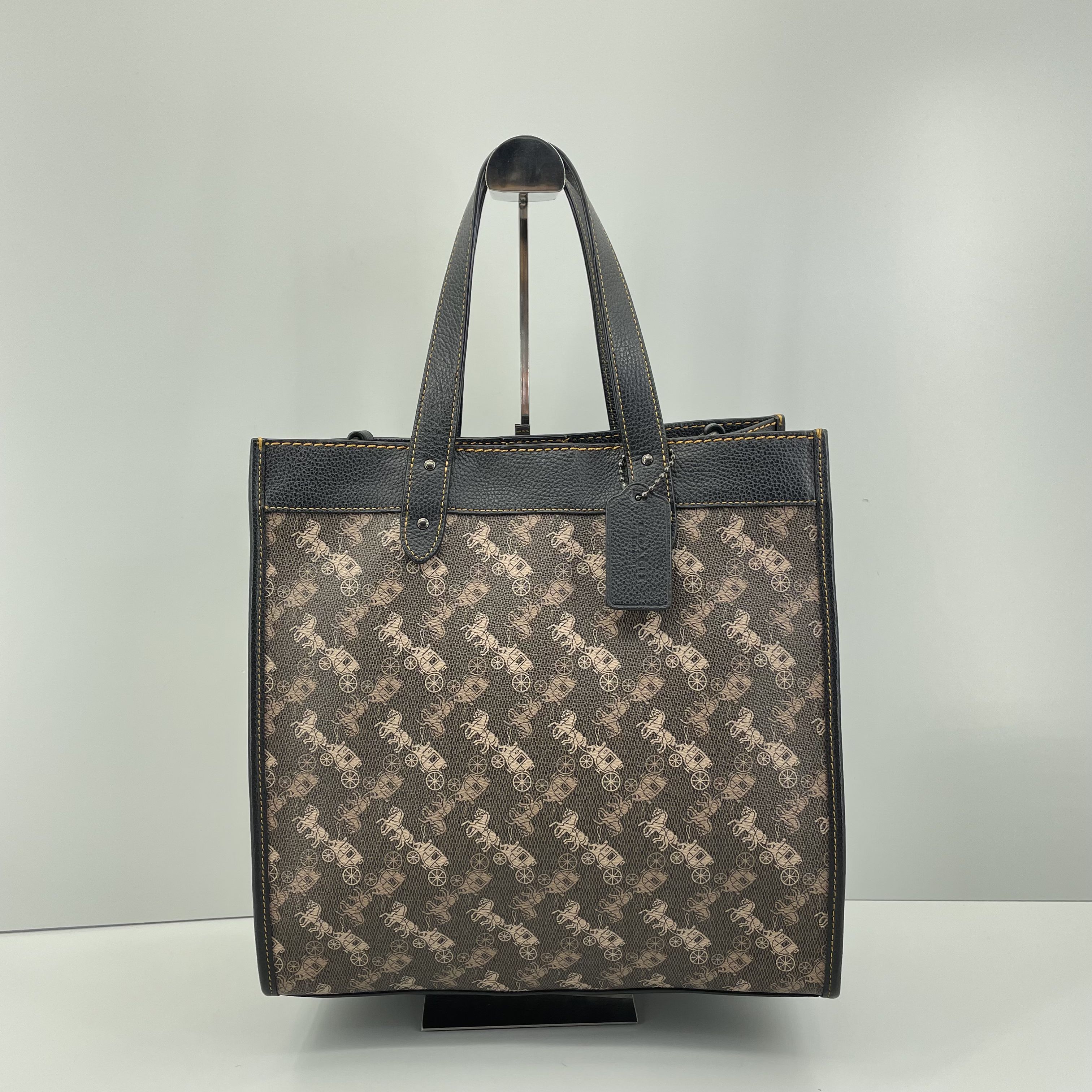 95新 COACH/蔻驰 Field30 黑色马拉车子母托特包30x30x15E032609