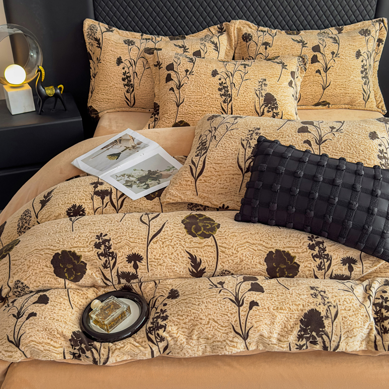 【2025高端立体玫瑰花绒】亲肤舒适高克重立体牛奶绒四件套美式轻奢