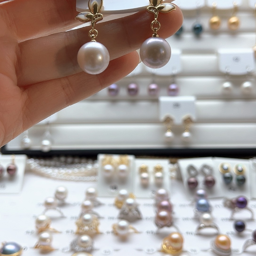 淡水珍珠耳饰银S925镶嵌默认有瑕