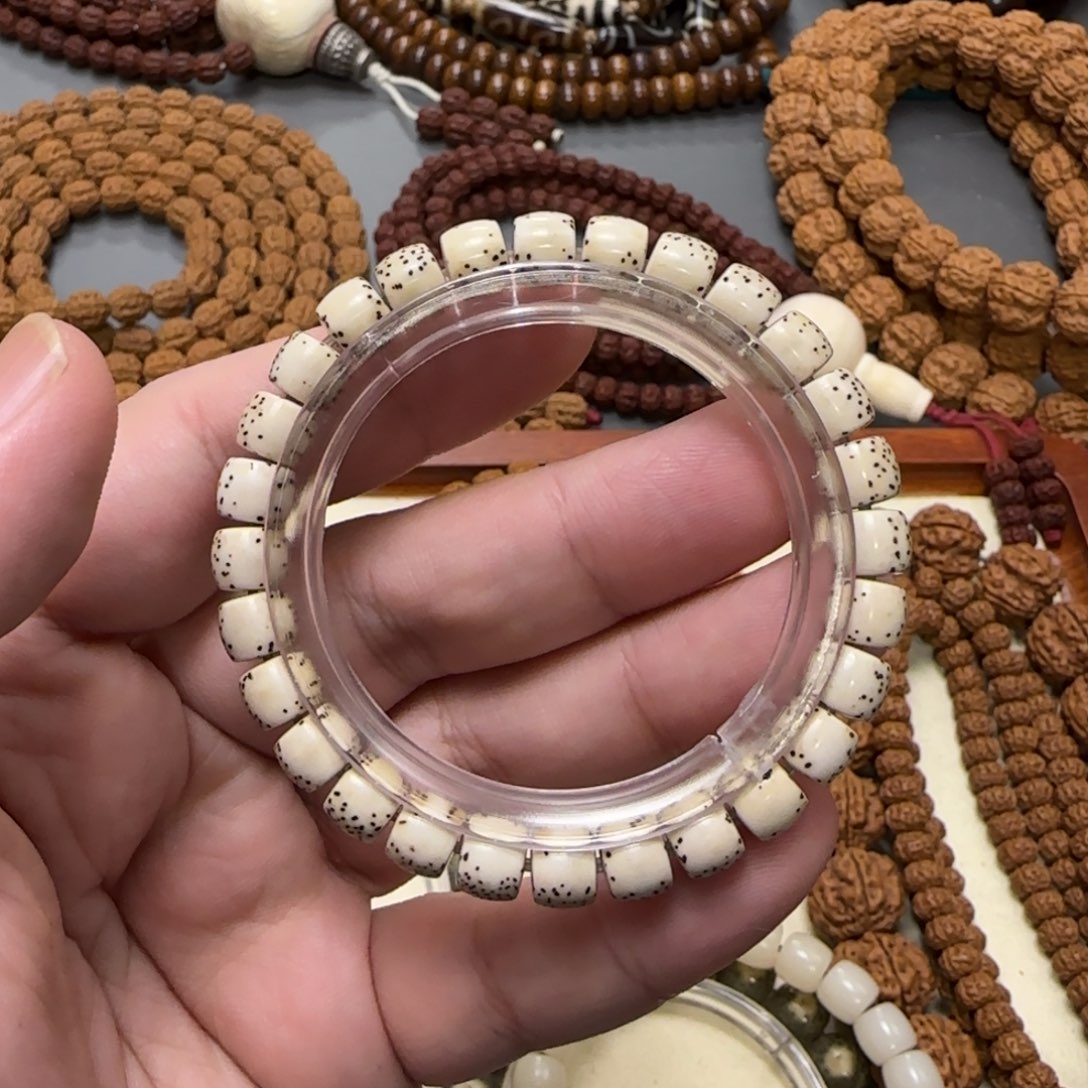 星月菩提手串原白直切半壁留白8×7mm