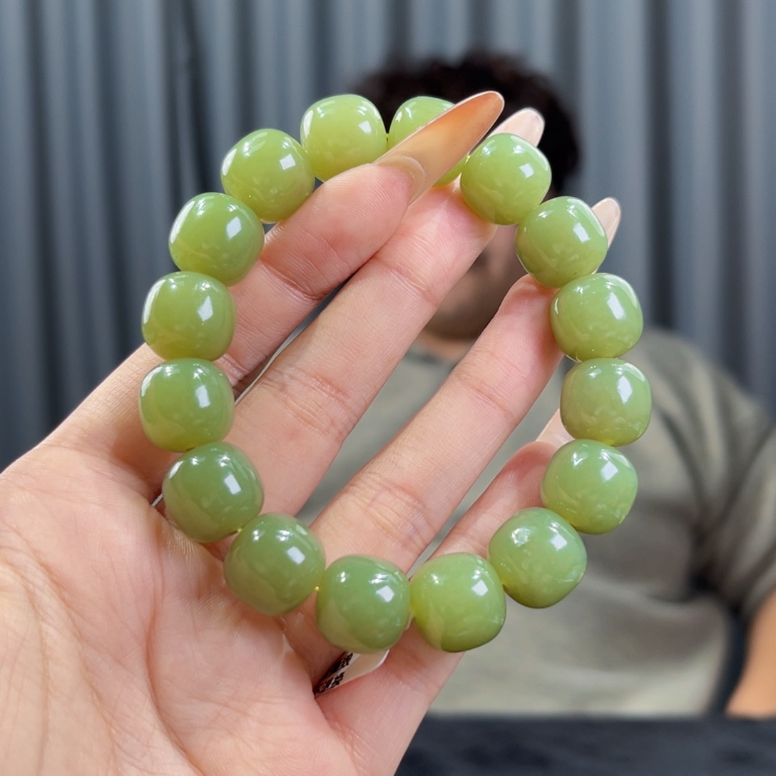 和田玉未镶嵌手串天然和田玉新疆若羌青黄口手串14