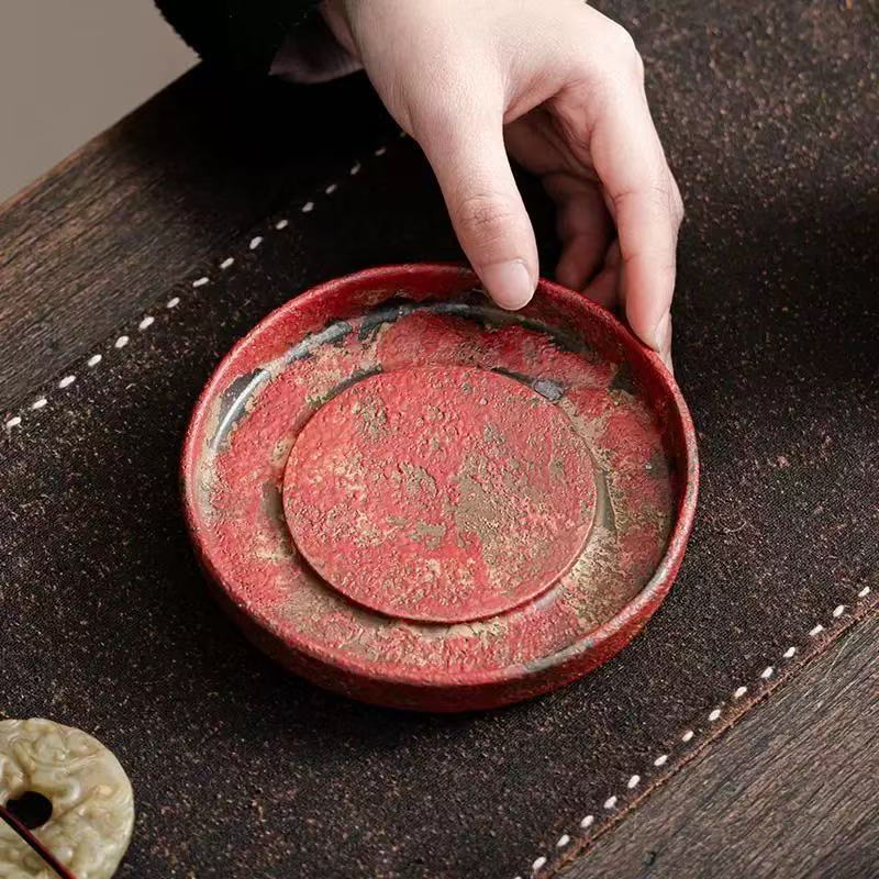 卢大师正品授权手作铁陶万紫千红满山红紫红赤铁釉果盘干泡壶承