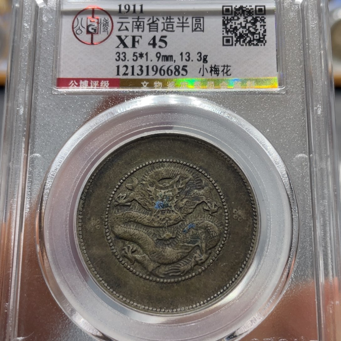 银公博XF45分云南半圆龙6685/神临钱币