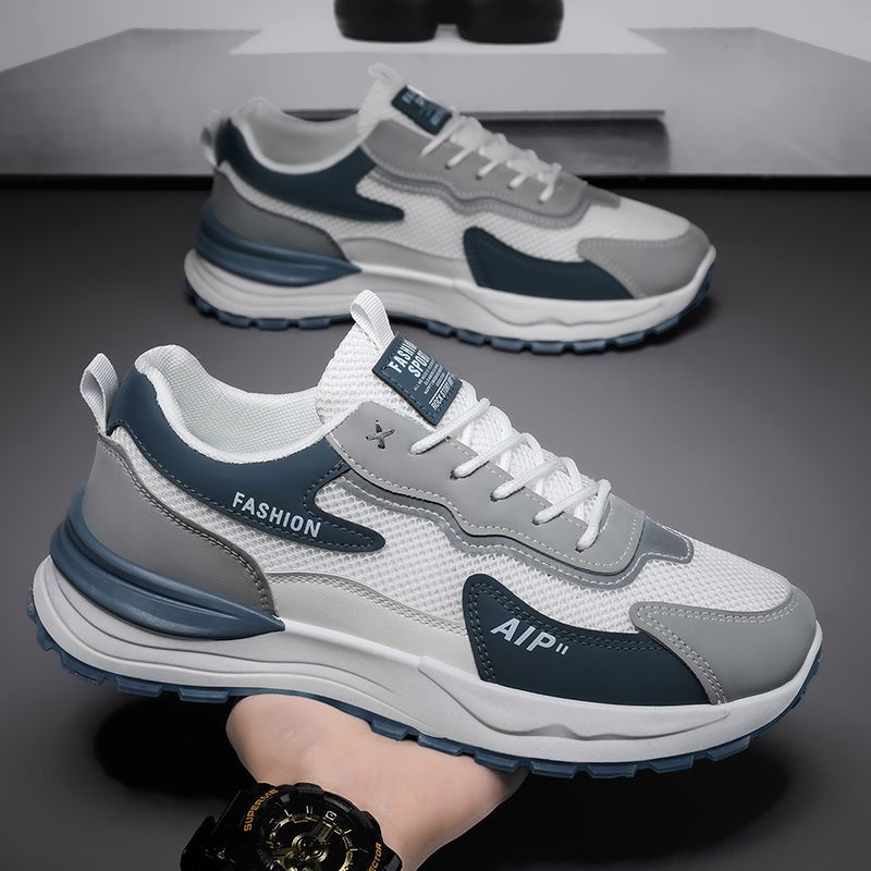 2025新款夏季男士网面透气老爹鞋运动休闲潮鞋厚底增高劳保鞋3637