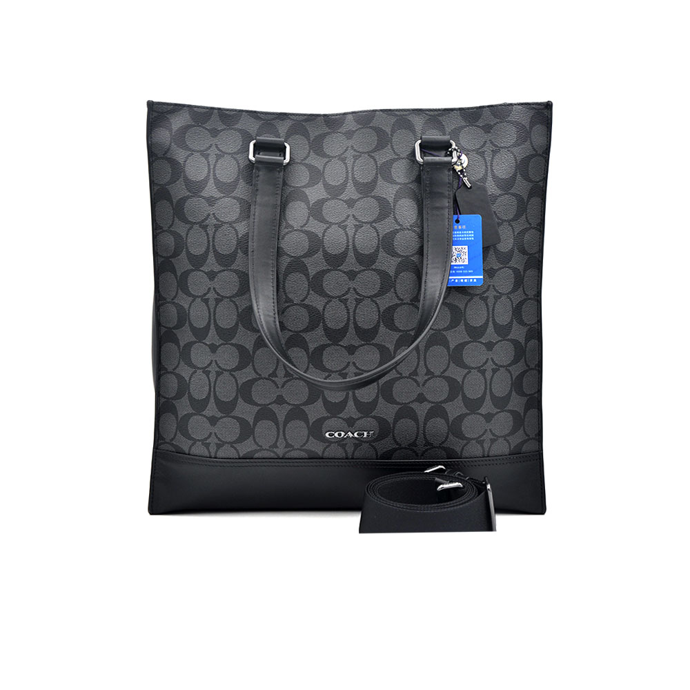 95新 COACH/蔻驰 98新闲置经典黑银老花男士托特包35*37/21321
