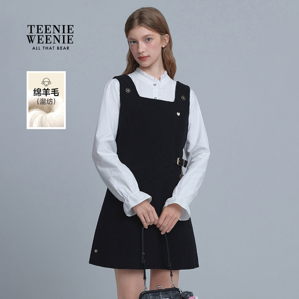 TeenieWeenie小熊女连衣裙25冬季优雅修身毛织吊带裙TTOW258CC1B