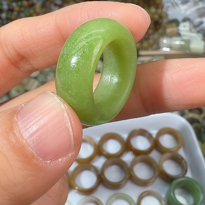 和田玉未镶嵌戒指17.3内径19