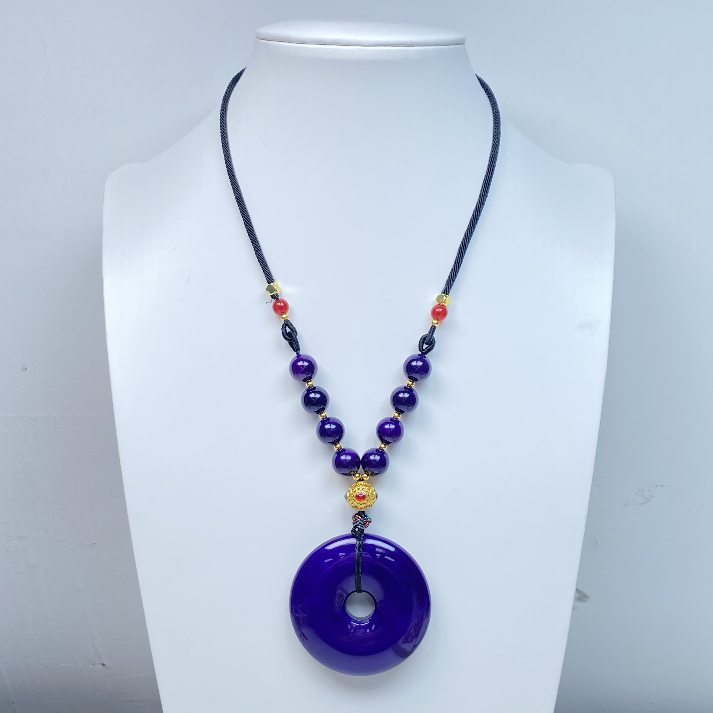 设计款紫龙醇玛瑙玉石平安扣约45*10mm