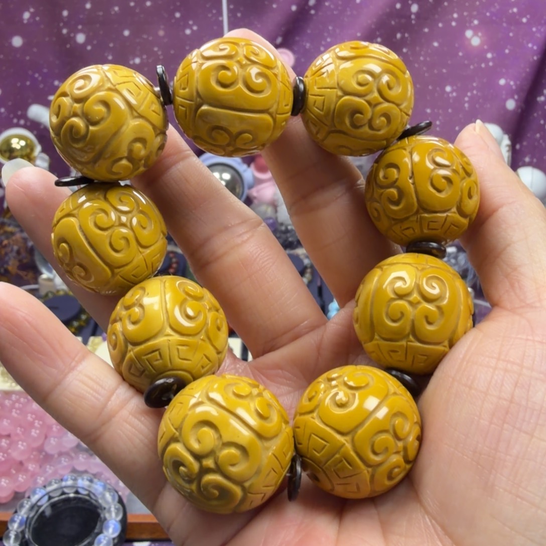 梦****石英质玉未镶嵌手串黄色阿拉善手串