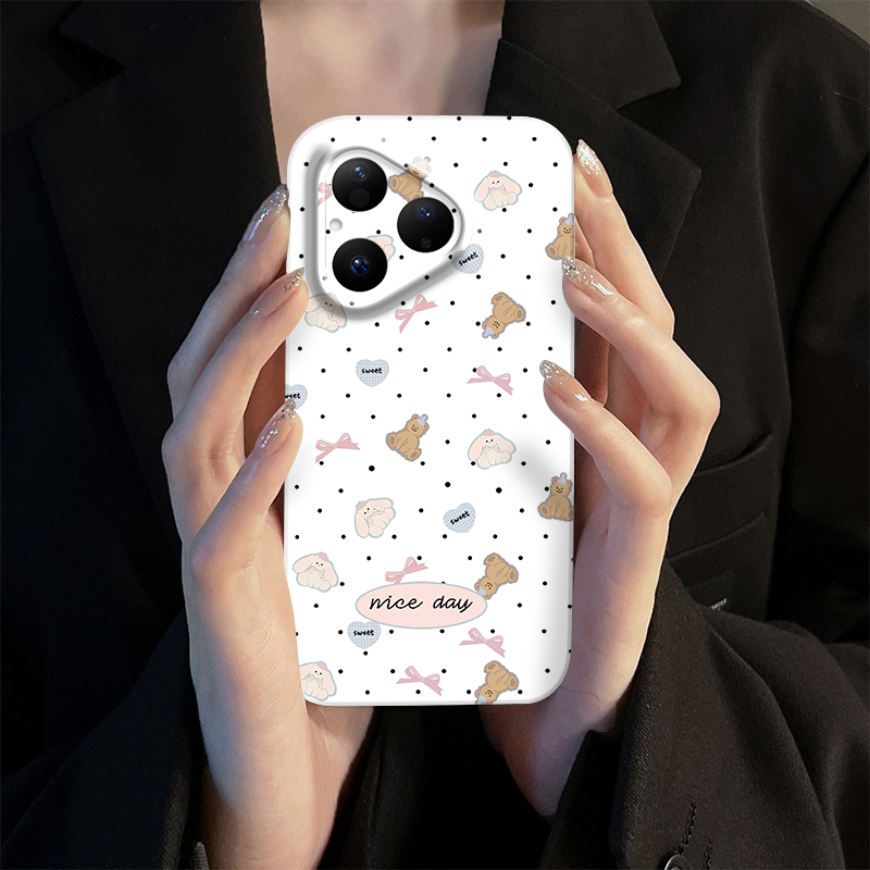 小熊波点菲林软壳防摔适用苹果17手机壳小米17p80reno15x300k90