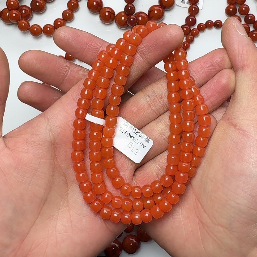 南红玛瑙手链未镶嵌原矿南红项链6mm老型樱桃红