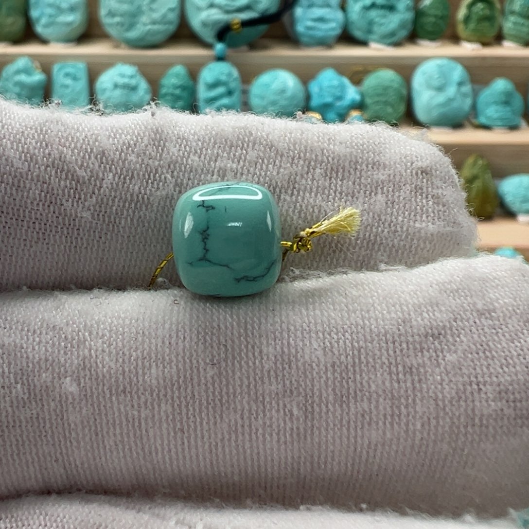 未镶嵌绿松石老型珠9.4x8.6mmL**u