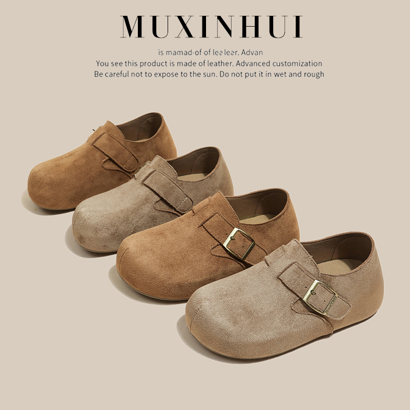 【MUXINHUI品牌】2026春款包跟勃肯鞋女单鞋外穿一脚蹬厚底鞋911