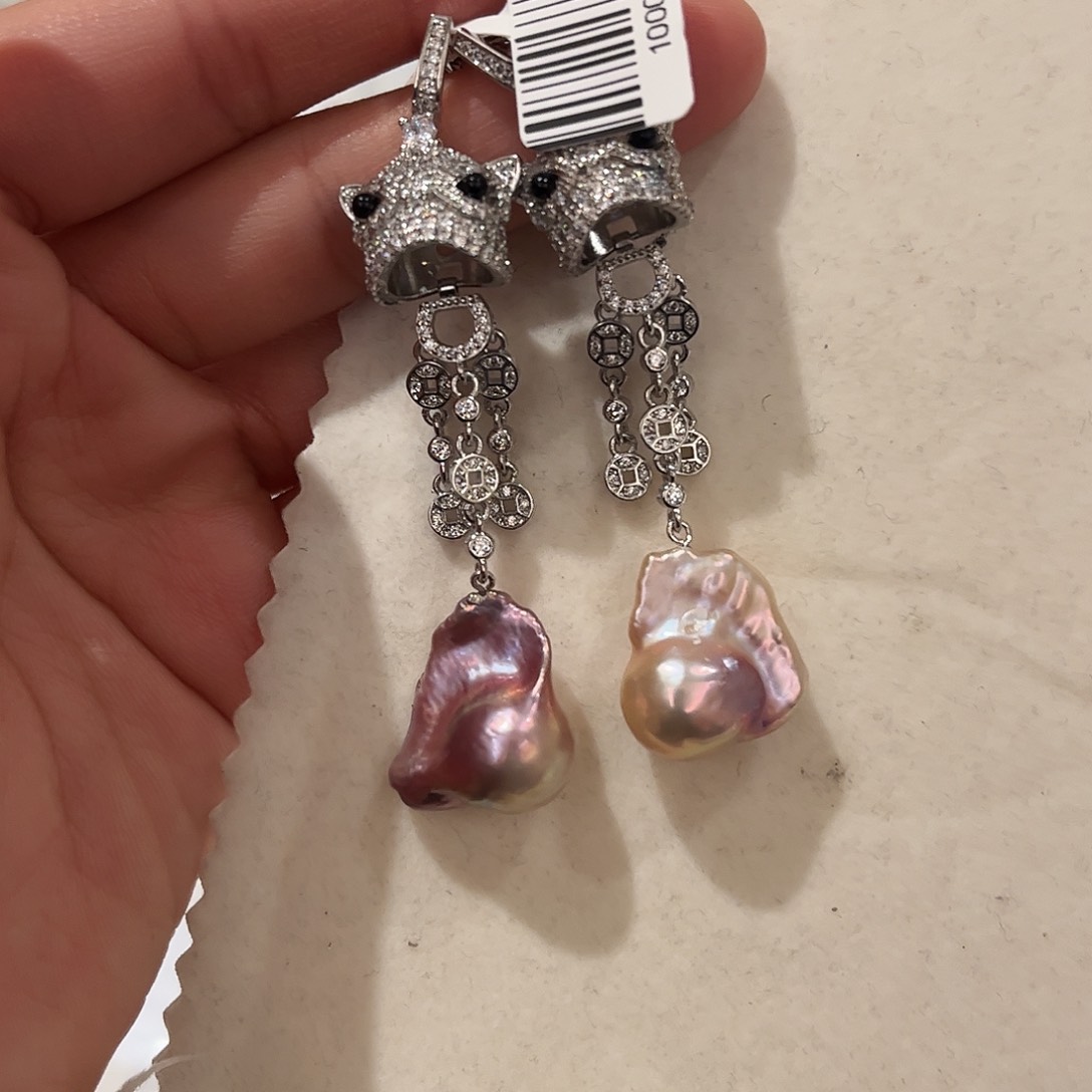 淡水珍珠耳饰合金