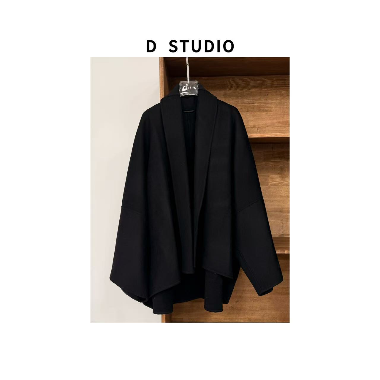 D STUDIO 黑色毛呢外套 D3370