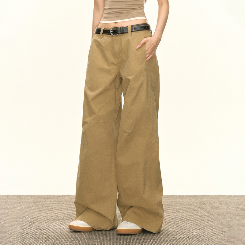 Ariseism 美式复古设计感休闲裤女秋季新款阔腿长裤子