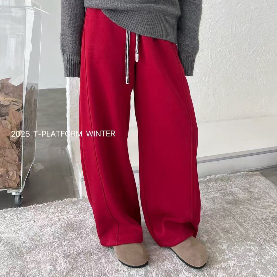 顾奈#T台83369加厚绒下抽绳卫裤