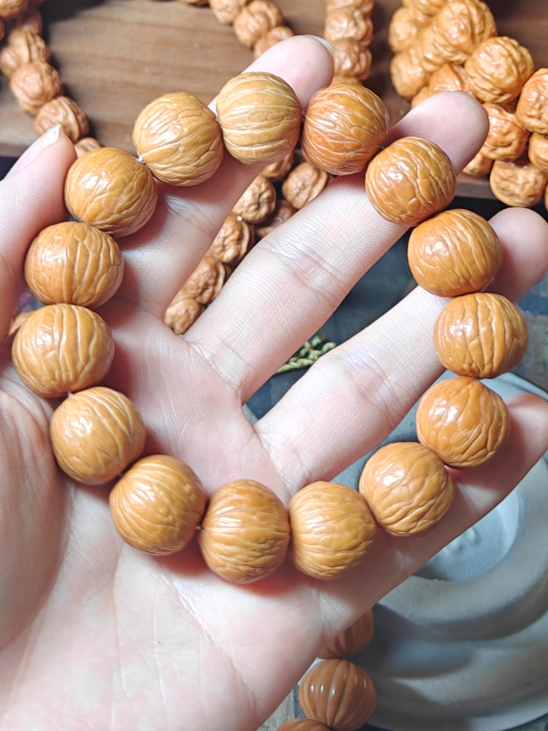 手串猴头核桃【练手款微瑕】猴头原皮佛珠盘玩