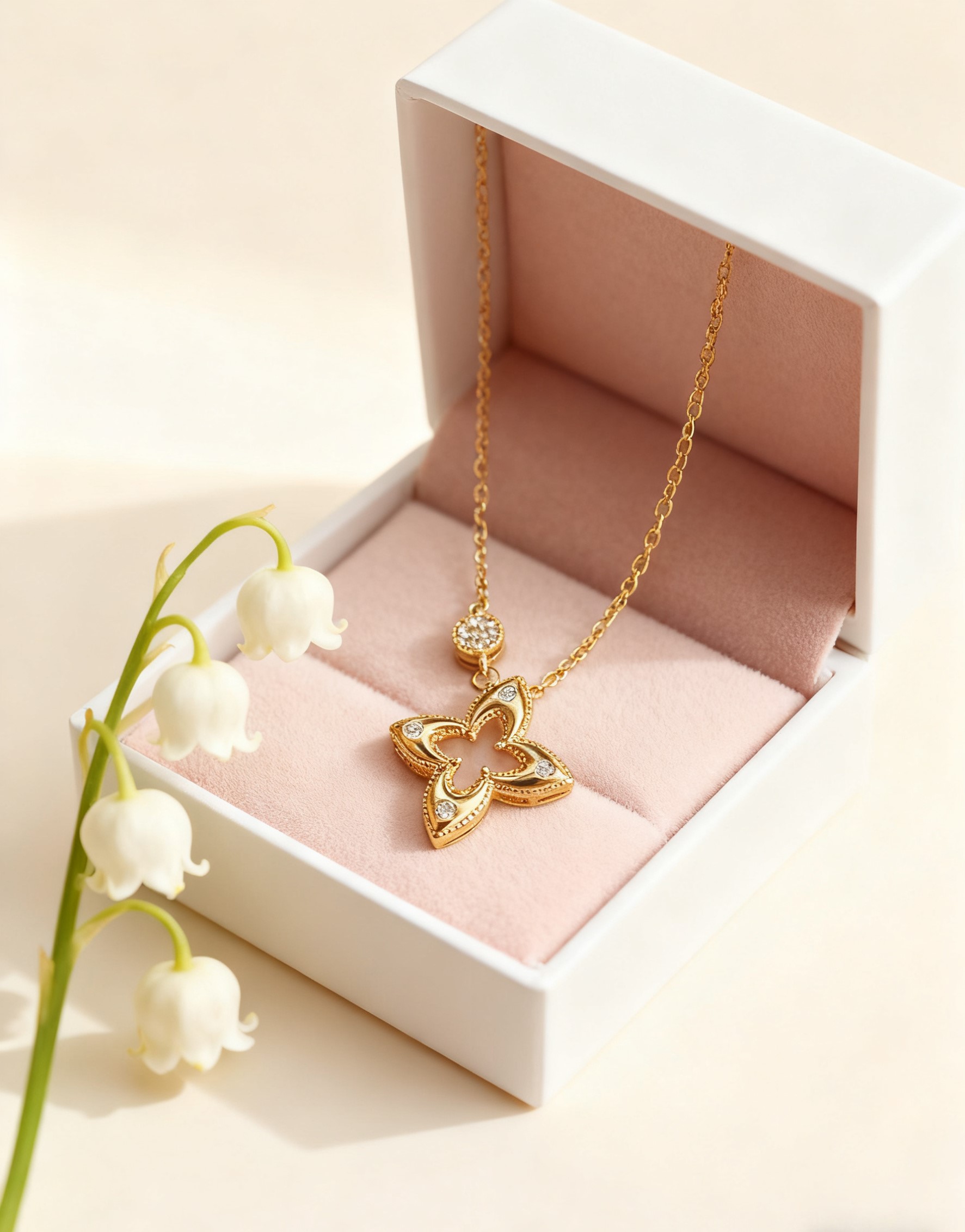 铜合金吊坠 里外一色实心不掉色四叶皓石吊坠女款首饰轻奢A0006