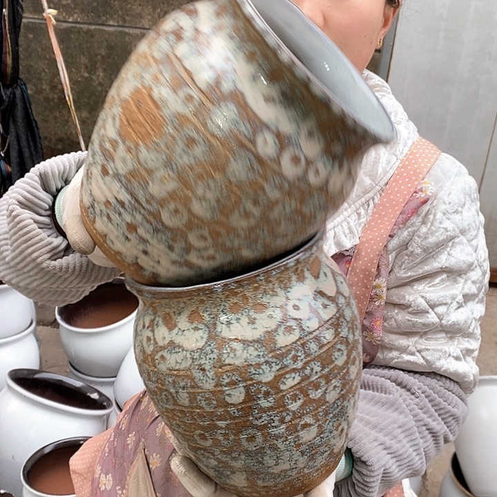 紫砂花盆小烧裂瑕疵口17高21