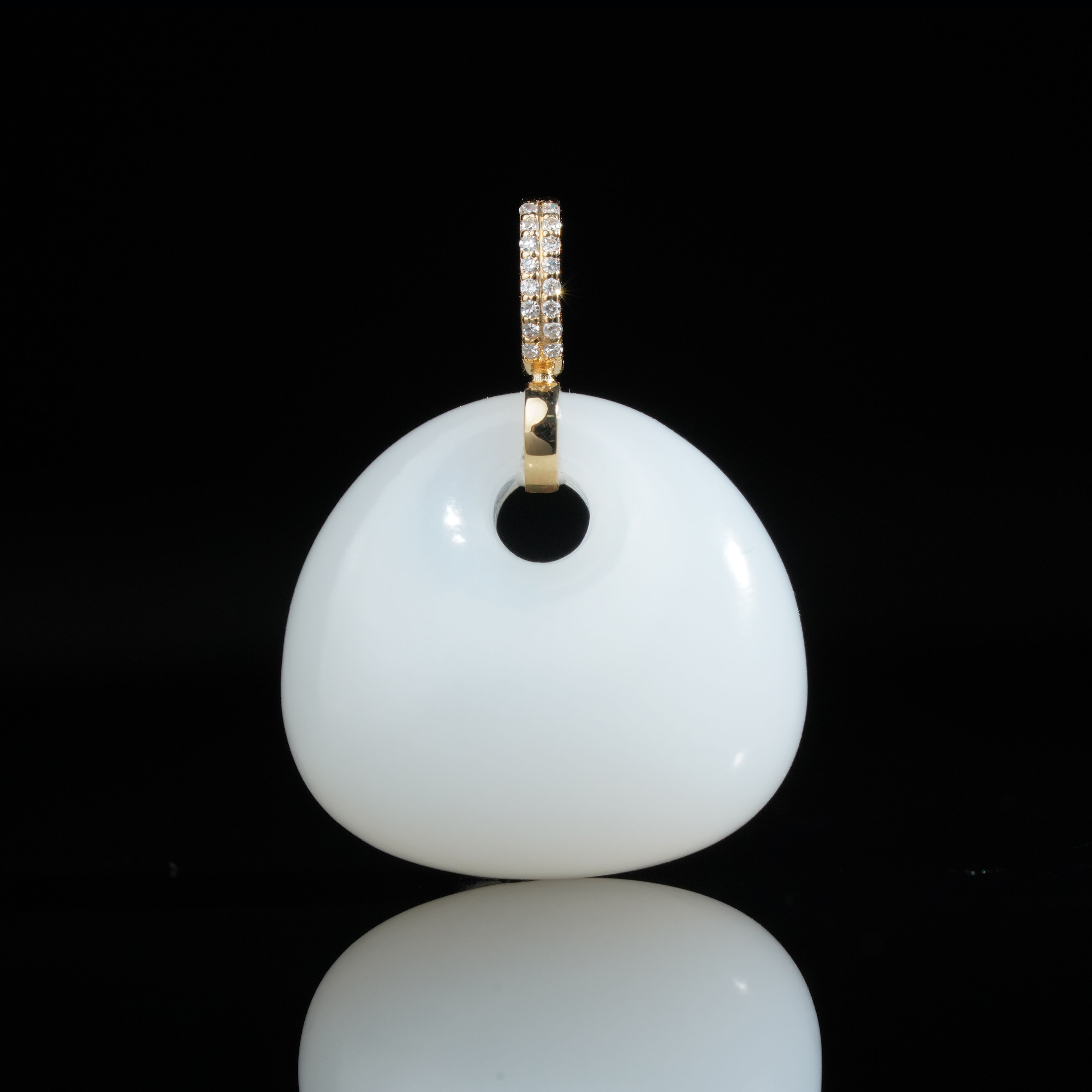 【慧子】扣福 | 18k高端精品顶俄白玉公主扣吊坠 21*23*13mm（黄扣）