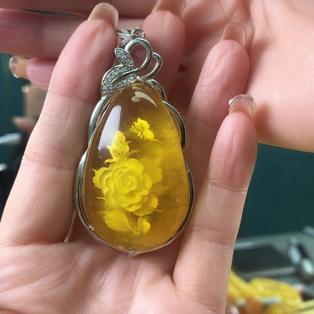 银S925镶嵌琥珀珠宝奇石