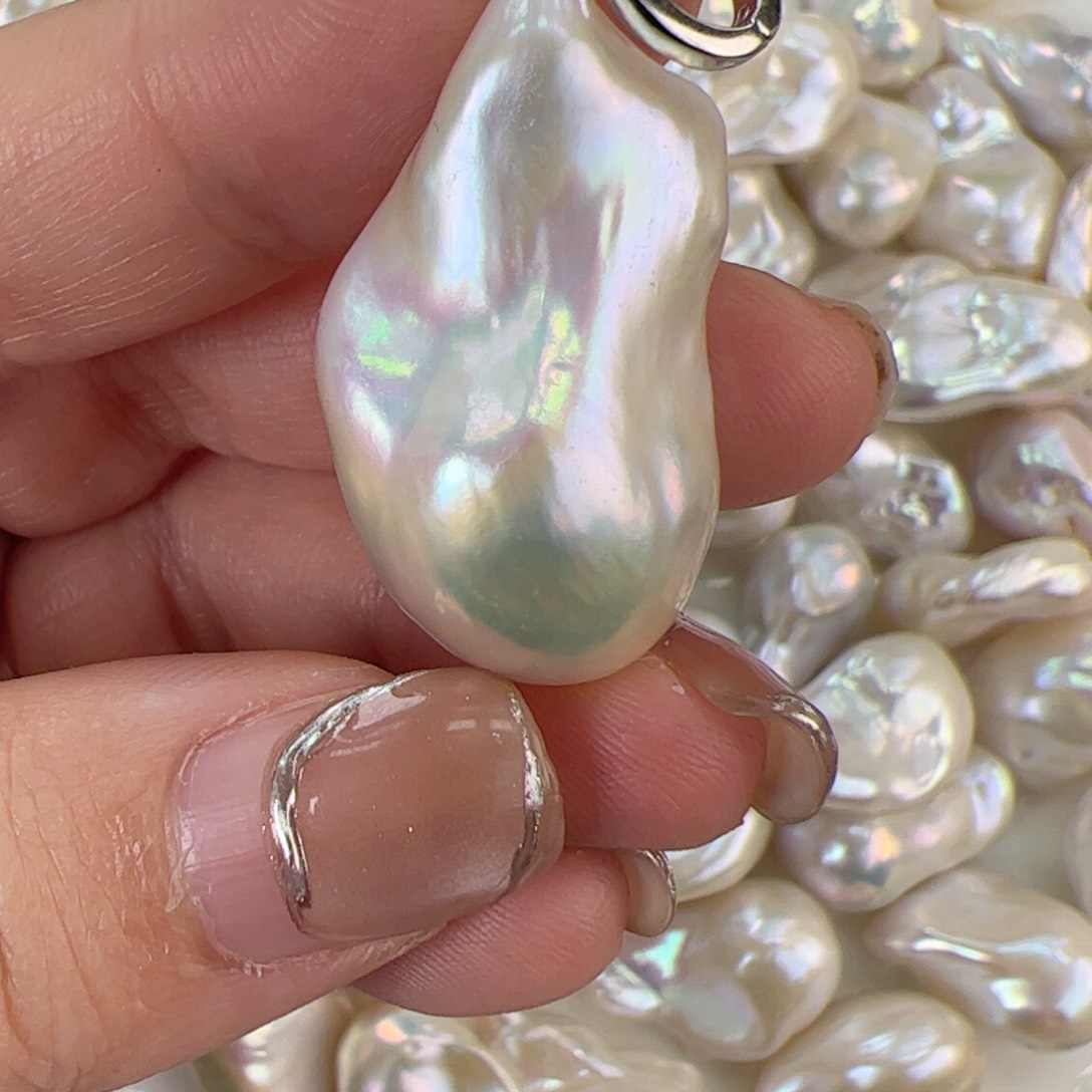 淡水珍珠吊坠(不含链)银S925镶嵌蝙****砂