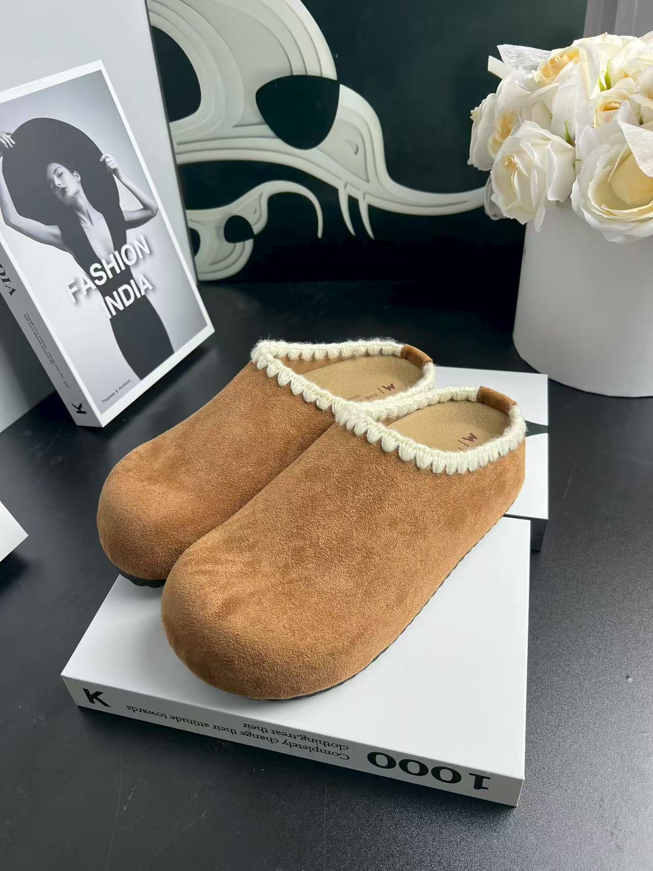 复古刺绣勃肯鞋包头半拖鞋女外穿2025秋季新款厚底内增高博肯单鞋