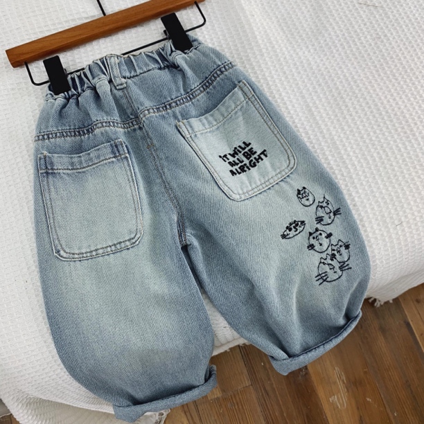 男童牛仔裤春秋儿童休闲裤子2025新款春装女童长裤宝宝大pp裤子春