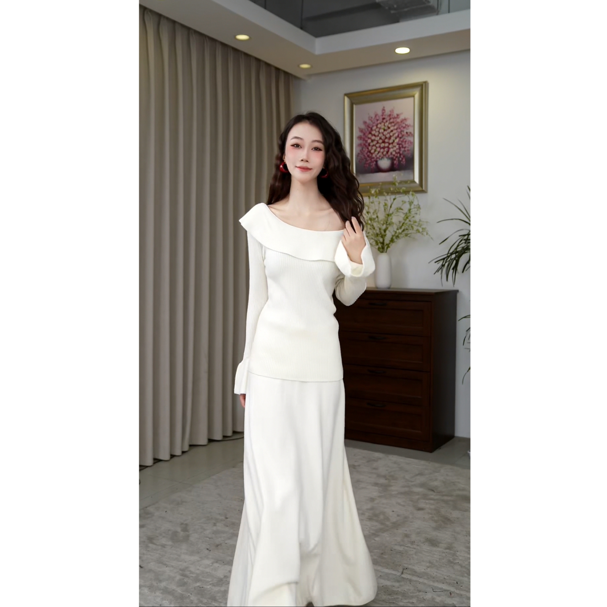 Hangsixiang.小爽【白色恋人】秋冬显瘦气质连衣裙6161
