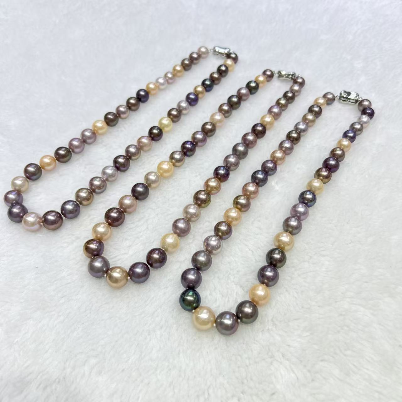 【短发七七】s925 淡水四季彩糖果色珍珠项链9-11mm 多样性发一